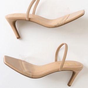 Anne Michelle Beige Heels with Clear Strap
